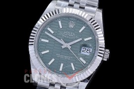 R41DJS-3235-109 BP 126334 Datejust 41mm SS/SS Fluted/Oyster Green Fluted Sticks VR 3235 