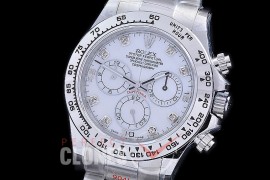 RLDS-4130-871 QF 904L Steel Daytona 116509 SS/SS White Diamonds 4130 Superclone