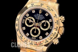 0 0 0 RLDF-4130-872 QF V2 904L Steel Daytona 116508 YG/YG Black Diamonds 4130 Superclone - 72 Hours Power Reserve 