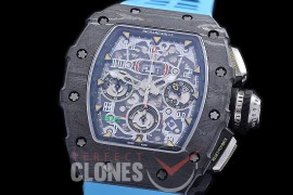 0 0 0 0 RM011-928D HHWF RM011-03 NTPT FC//RU Skeletonized A-7750 28800 - Cyan Blue Rubber Strap 