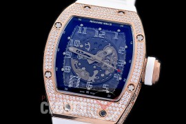 0 0 0 0 RM010-011 HHWF RM010 RG/RU Skeletonized Asian Custom Calibre White Rubber Strap 