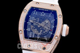 0 0 0 0 RM010-011 HHWF RM010 RG/RU Skeletonized Asian Custom Calibre White Rubber Strap 