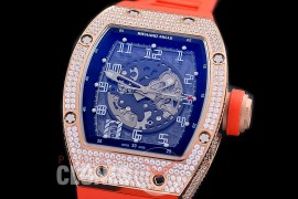 0 0 0 0 RM010-013 HHWF RM010 RG/RU Skeletonized Asian Custom Calibre Red Rubber Strap 