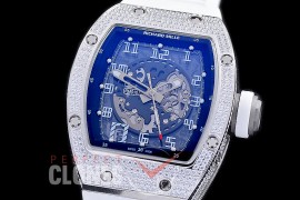 0 0 0 0 RM010-001 HHWF RM010 SS/RU Skeletonized Asian Custom Calibre White Rubber Strap 