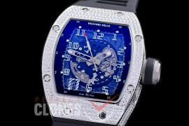 0 0 0 0 RM010-002 HHWF RM010 SS/RU Skeletonized Asian Custom Calibre Black Rubber Strap 