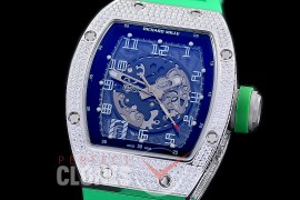 0 0 0 0 RM010-006 HHWF RM010 SS/RU Skeletonized Asian Custom Calibre Mint Green Rubber Strap 