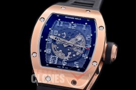 0 0 0 0 RM010-012S HHWF RM010 RG/RU Skeletonized Asian Custom Calibre Black Rubber Strap