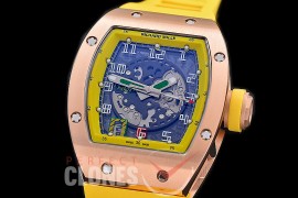 RM005-013S HHWF RM005 RG/RU Skeletonized Asian Custom Calibre Yellow Rubber Strap 