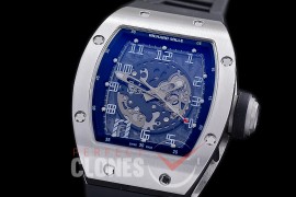 0 0 0 0 RM010-002S HHWF RM010 SS/RU Skeletonized Asian Custom Calibre Black Rubber Strap 