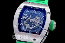 0 0 0 0 RM010-006S HHWF RM010 SS/RU Skeletonized Asian Custom Calibre Mint Green Rubber Strap 