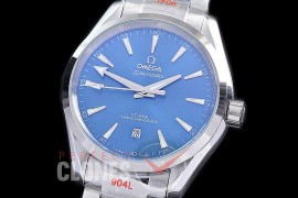 OMAT38-903 Ladies 38mm Aqua Terra Date Master Co-Axial Automtaic SS/SS Blue Sticks A-2813/Mod 8900