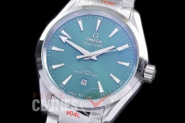 OMAT38-904 Ladies 38mm Aqua Terra Date Master Co-Axial Automtaic SS/SS Green Sticks A-2813/Mod 8900