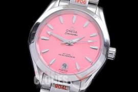 OMAT34-907 Ladies 34mm Aqua Terra Date Master Co-Axial Automtaic SS/SS Pink Sticks A-2813/Mod 8800