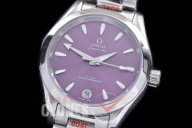 OMAT34-906 Ladies 34mm Aqua Terra Date Master Co-Axial Automtaic SS/SS Violet Sticks A-2813/Mod 8800