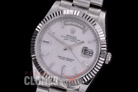 R40DDS00411 Daydate 40mm 228239 SS/SS Fluted Bez MOP White Glazier A-2836