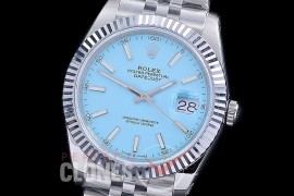 R41DJS-3235-107 BP 126334 Datejust 41mm SS/SS Fluted/Jubilee Tiffany Blue Sticks VR 3235 