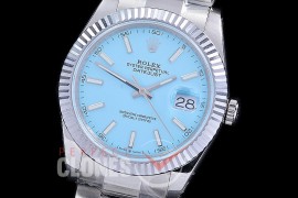 R41DJS-3235-157 BP 126334 Datejust 41mm SS/SS Fluted/Oyster Tiffany Blue Sticks VR 3235 