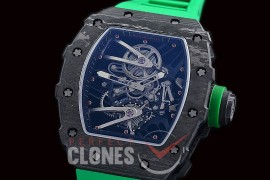 RM027-02-116 HHWF RM027-02 NTPT Rafael Nada Limited Ed FC/RU Custom Skeleton - Lime Green Rubber Strap 