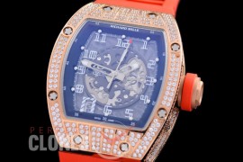 0 0 0 0 RM010-013A HHWF RM010 RG/RU Skeletonized Asian Custom Calibre Red Rubber Strap 