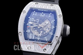 0 0 0 0 RM010-002A HHWF RM010 SS/RU Skeletonized Asian Custom Calibre Black Rubber Strap