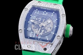 0 0 0 0 RM010-006A HHWF RM010 SS/RU Skeletonized Asian Custom Calibre Mint Green Rubber Strap 