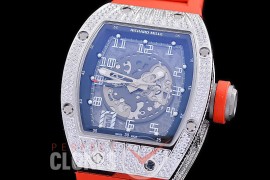 0 0 0 0 RM010-003A HHWF RM010 SS/RU Skeletonized Asian Custom Calibre Red Rubber Strap