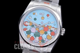 RLOY-36-028 GMF 904 Steel Osyter Perpetual 36mm 126000 Celebration Edition SS/SS Ice Blue Bubbles Sticks A-2824