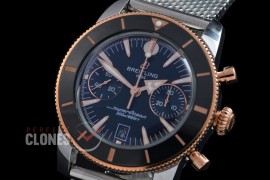 0 0 0 0 BLSF-HC42-111M ANF Superocean Heritage Chronograph SS/RG/ME Black A-7750 Bundle with Mesh Style Rubber Strap 