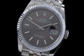 0 0 0 0 0 R36DJS-DD3235-103 QF Datejust 36 Men 126234 904 Steel SS/SS Fluted/Jubilee Dark Rhodium Grey Sticks DD 3235 - 72 Hours Power Reserve 