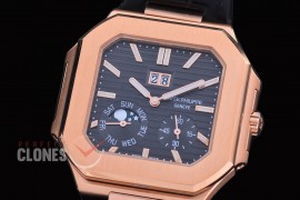 PP-5822-122 3KF Cubitus 5822 Grand Date/Day/Moon Phase RG/LE Black Asian Clone Calibre 240 PS CI J LU 