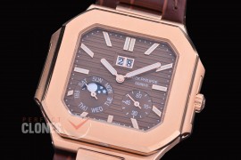 PP-5822-126 3KF Cubitus 5822 Grand Date/Day/Moon Phase RG/LE Brown Asian Clone Calibre 240 PS CI J LU 