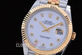 R41DJT-3235-418 QF 126331 SS/YG Fluted/Jubilee MOP White Diamonds DD 3235 904L Steel / Extra Weighted Casework - 72 Hours Reserve