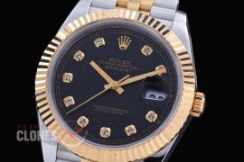 R41DJT-3235-412 QF 126331 SS/YG Fluted/Jubilee Black Diamonds DD 3235 904L Steel / Extra Weighted Casework - 72 Hours Reserve