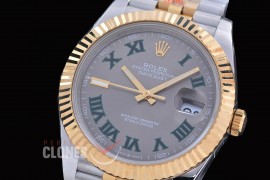 R41DJT-3235-428 QF 126331 SS/YG Fluted/Jubilee Rhodium Grey Roman DD 3235 904L Steel / Extra Weighted Casework - 72 Hours Reserve