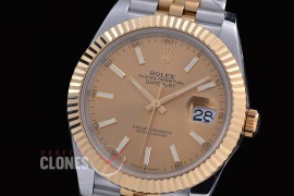 R41DJT-3235-405 QF 126331 SS/YG Fluted/Jubilee Gold Sticks DD 3235 904L Steel / Extra Weighted Casework - 72 Hours Reserve