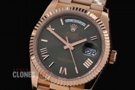 R36DDR-3255-226 GMF 128235 2025 DayDate RG/RG Fluted/President Olive Green Roman DD 3255 - 72 Hours Power Reserve 