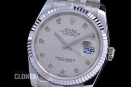 0 0 0 0 0 0 0 0 R36DJS-3135-110 BP Datejust 36 126234 SS/SS Fluted/Jubilee Silver Diamonds VR 3135