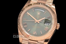 0.0 0 0 0 R40DDR00526 QF Extra Weighted Daydate 40mm 228238 904 Steel RG/RG Fluted Bez Olive Green Roman VR 3255