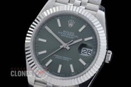 R41DJS-DD3235FS-007J QF 126334 SS/SS Fluted/Jubilee Mint Green Sticks DD 3235 Free Sprung 904L Steel / Extra Weighted Casework - 72 Hours Reserve 