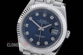 R41DJS-DD3235FS-014J QF 126334 SS/SS Fluted/Jubilee Blue Diamonds DD 3235 Free Sprung 904L Steel / Extra Weighted Casework - 72 Hours Reserve 