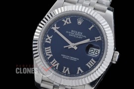 R41DJS-DD3235FS-024J QF 126334 SS/SS Fluted/Jubilee Blue Roman DD 3235 Free Sprung 904L Steel / Extra Weighted Casework - 72 Hours Reserve 