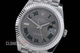 R41DJS-DD3235FS-028J QF 126334 SS/SS Fluted/Jubilee Dark Rhodium Grey Roman DD 3235 Free Sprung 904L Steel / Extra Weighted Casework - 72 Hours Reserve 
