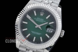 R41DJS-3235-109A BP 126334 Datejust 41mm SS/SS Fluted/Jubilee Ombre Green Sticks VR 3235 