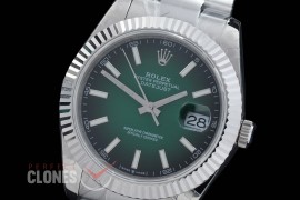R41DJS-3235-160 BP 126334 Datejust 41mm SS/SS Fluted/Oyster Ombre Green Sticks VR 3235 