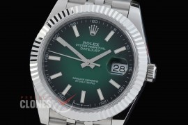 R41DJS-DD3235FS-008J QF 126334 SS/SS Fluted/Jubilee Ombre Green Sticks DD 3235 Free Sprung 904L Steel / Extra Weighted Casework - 72 Hours Reserve 