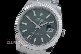 R41DJS-DD3235FS-007 QF 126334 SS/SS Fluted/Oyster Mint Green Sticks DD 3235 Free Sprung 904L Steel / Extra Weighted Casework - 72 Hours Reserve 