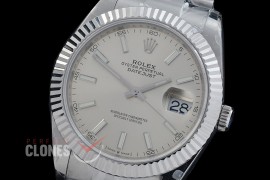 R41DJS-DD3235FS-001 QF 126334 SS/SS Fluted/Oyster Silver Sticks DD 3235 Free Sprung 904L Steel / Extra Weighted Casework - 72 Hours Reserve 