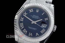 R41DJS-DD3235FS-024 QF 126334 SS/SS Fluted/Oyster Blue Roman DD 3235 Free Sprung 904L Steel / Extra Weighted Casework - 72 Hours Reserve 