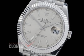 R41DJS-DD3235FS-001J QF 126334 SS/SS Fluted/Jubilee Silver Sticks DD 3235 Free Sprung 904L Steel / Extra Weighted Casework - 72 Hours Reserve 