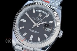 0.0 0 0 0 R40DDS00518 QF Extra Weighted Daydate 40mm 228239 904 Steel SS/SS Fluted Bez Black Baquet Diamonds VR 3255